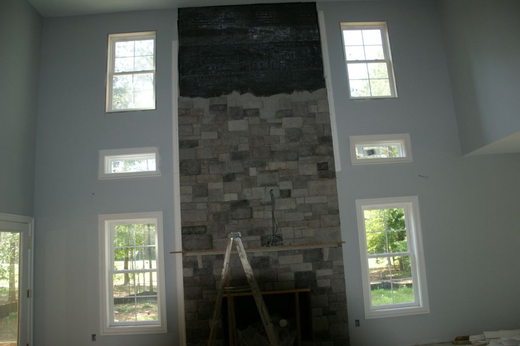 Stone on fireplace